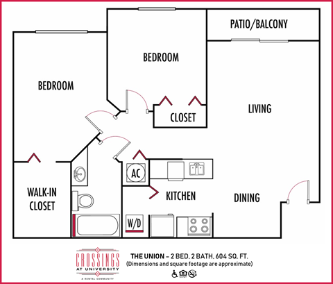 Two bedroom floor plan Crossing University Miami Gardens in Florida